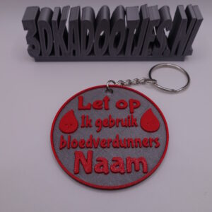 Bloedverdunners sleutelhanger met naam