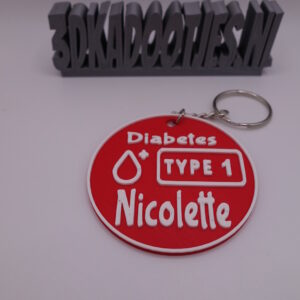 Diabetes type 1 sleutelhanger met naam